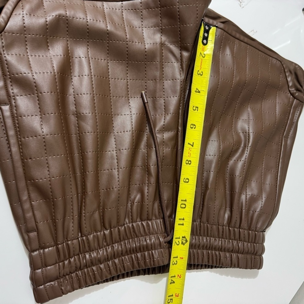 Chocolate Brown Quilted vegan leather normcore scandi minimalist 
Women Shorts - Picture 4 of 6